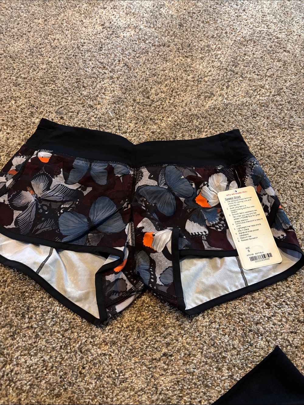 Women’s Butterfly Print Workout Shorts - Black Multicolor